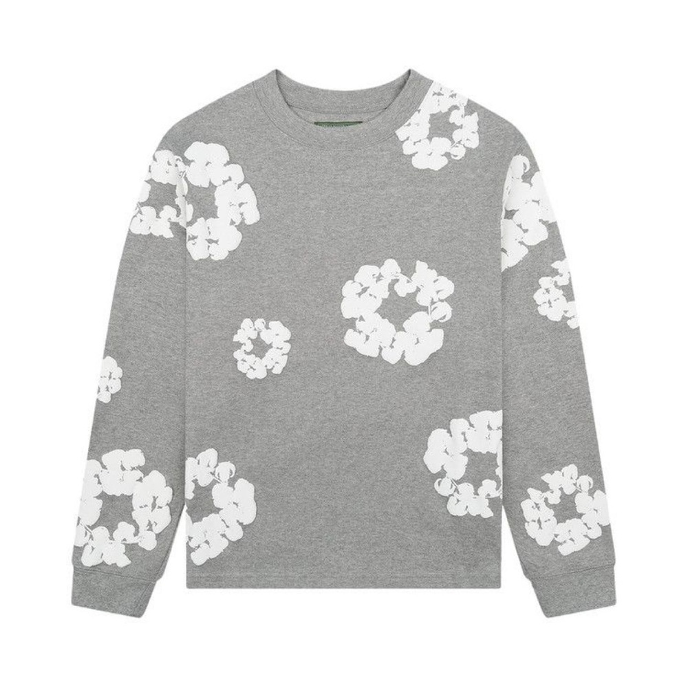 Denim Tears Cotton Wreath LS Tee Grey FW24 Size L NWT